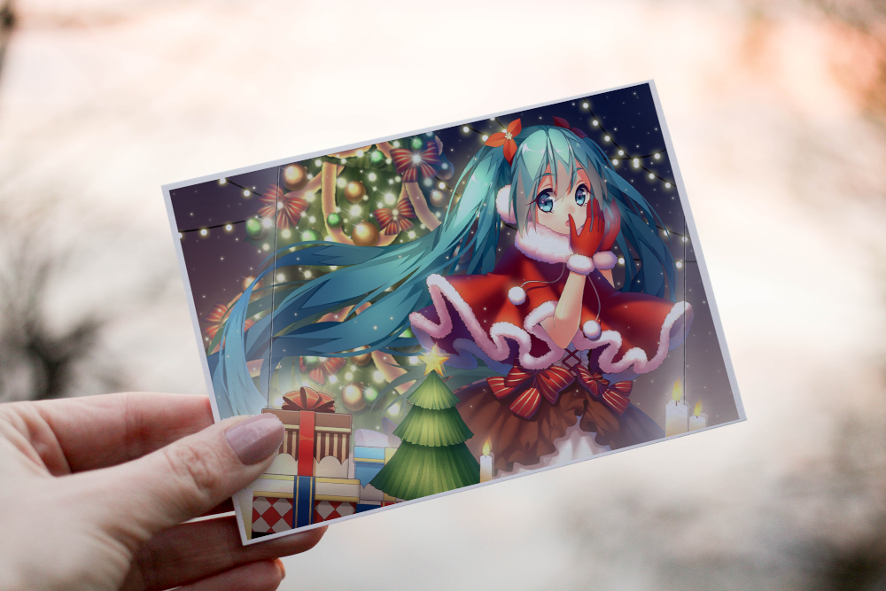 Anime Christmas Card, Personalized Card for Christmas